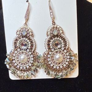 Chic Crystal and Pearl Dangle Earrings